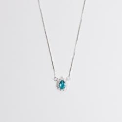 Colar zircônia gota turquesa com cravejado 11mm v15 45cm