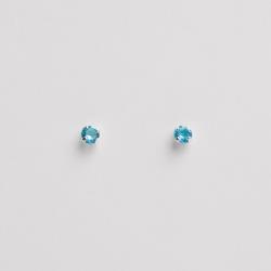 Brinco zircônia redonda azul 3mm garra