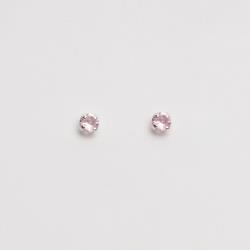 Brinco zircônia redonda rosa claro 3mm