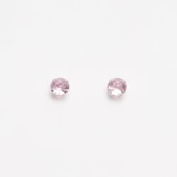 Brinco zircônia redonda rosa 5mm