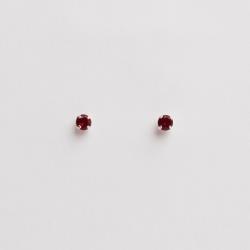 Brinco zircônia redonda rubi 3mm