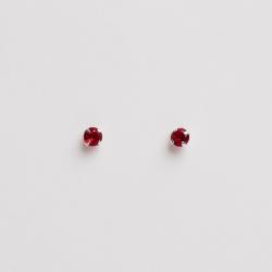Brinco zircônia redonda rubi 4mm