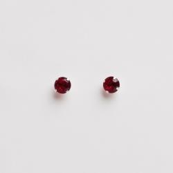 Brinco zircônia redonda rubi 5mm