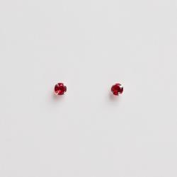 Brinco zircônia redonda cereja 4mm