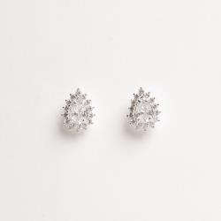 Brinco zircônia gota com cravejado 10mm