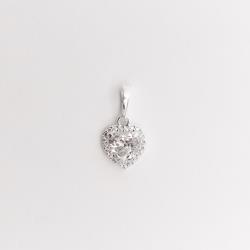 Pingente zircônia coração com cravejado cristal 9mm