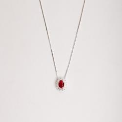 Colar zircônia oval rubi com cravejado 10mm 45cm