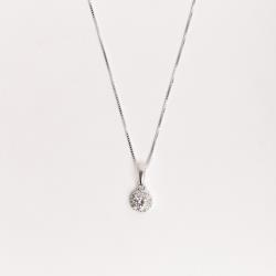 Colar pingente zircônia redonda com cravejado 7mm 40cm