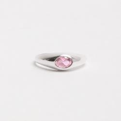 Anel zircônia oval rosa
