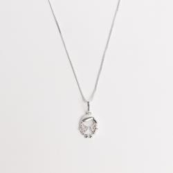 Colar pingente menina detalhe zircônias 12mm 45cm