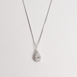 Colar pingente zircônia gota com cravejado cristal 9mm 40cm