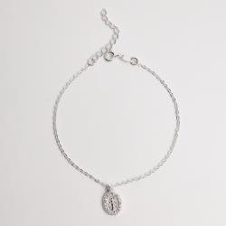 Pulseira pingente medalha cravejada Nsa. Sra. das Graças 10mm 17+3cm