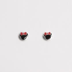 Brinco infantil medalha minnie resina 6mm tarraxa baby