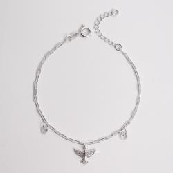 Pulseira pingentes Espírito Santo 12mm e zircônias 16+3cm