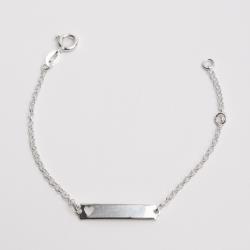 Pulseira infantil entremeio placa com coração vazado 22mm corrente elo português 14cm