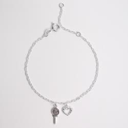 Pulseira pingentes chave e coração vazado corrente cartier 16+3cm