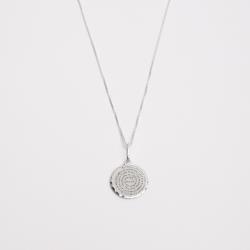 Colar pingente medalha Ave Maria 15mm 45cm