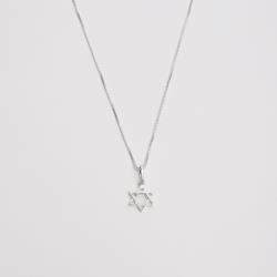 Colar pingente estrela de Davi lisa 12mm 40cm