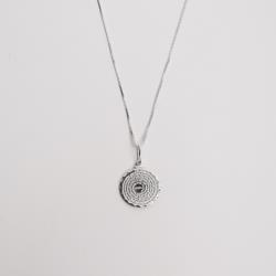 Colar pingente medalha Pai Nosso 15mm 45cm