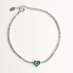 Pulseira Riviera 2.1 com zircônia coração turmalina 16+4cm
