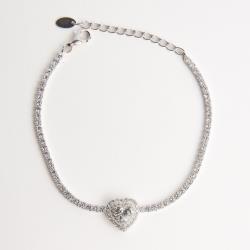 Pulseira Riviera 2.1 zircônia coração com cravejado 16+4cm
