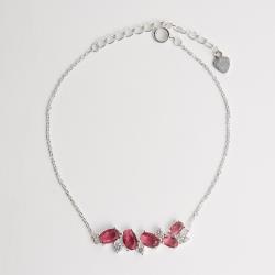 Pulseira entremeio zircônias redonda e oval cereja 27mm 16+4cm