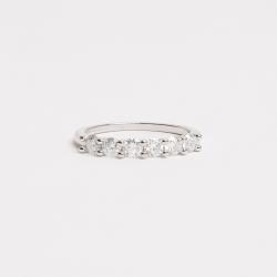 Anel meia aliança moissanites 3mm ródio
