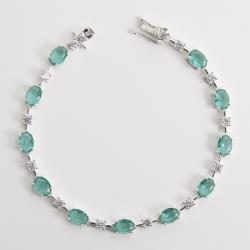 Pulseira Riviera fio faca zircônias ovais turmalina e redondas cristal 18,5cm fecho gaveta