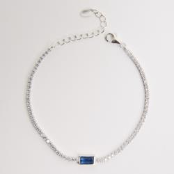 Pulseira Riviera 2.0 com zircônia retangular safira 6mm 16+4cm