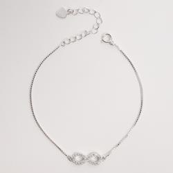 Pulseira entremeio infinito cravejado 14mm v15 16+4cm