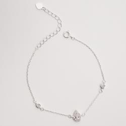 Pulseira entremeio zircônia gota com cravejado 8mm 16+4cm