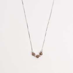 Colar cristal marrom claro 4mm com bolas 45cm