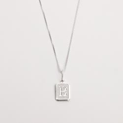 Colar pingente placa letra B 12mm 45cm