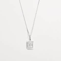 Colar pingente placa letra D 12mm 45cm
