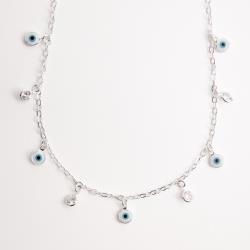 Choker pingentes olhos gregos e zircônias corrente cadeado