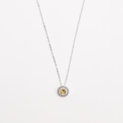 Colar zircônia redonda amarela com cravejado 9mm corrente cadeadinho 45cm