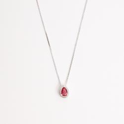 Colar zircônia gota cereja com cravejado 8mm 40cm