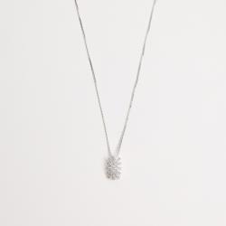 Colar pingente oval com zircônias 12mm 45cm