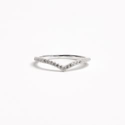 Anel V cravejado 1mm
