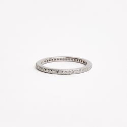 Anel aliança cravejada com moissanites 1.2mm ródio
