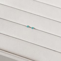 Brinco zircônia quadrada azul 3mm