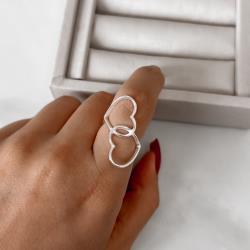 Anel 2 corações vazados