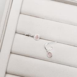 Argola 10mm pingente quartzo rosa tarraxa