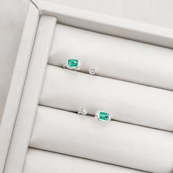 Anel zircônia retangular acqua e coração cravejado regulável P